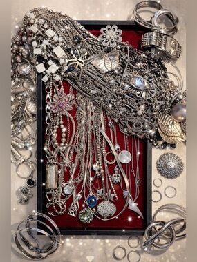 Grandma's Silver Mystery Trunk - Jewelry Pull!